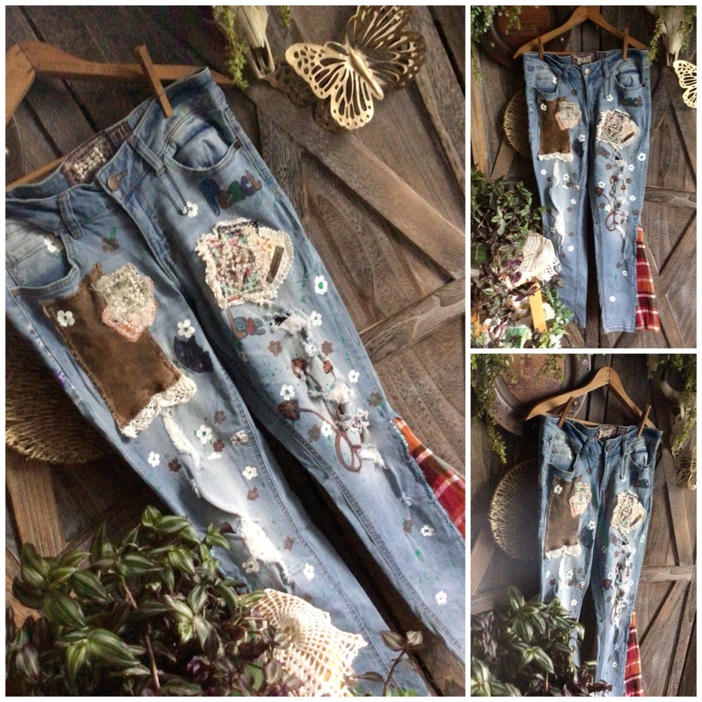 MaryJane Flared Patchwork Denim Blue Jean